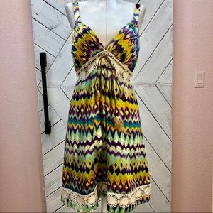 Diane Samandi Multicolor Dress Leather Tassels